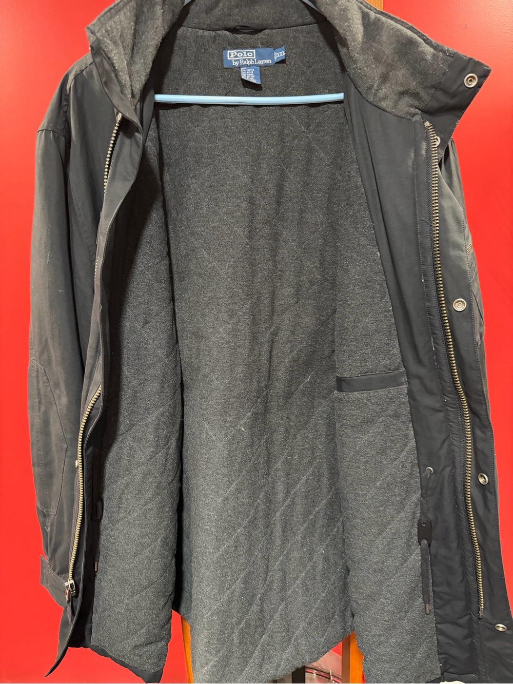 Vintage Polo Ralph Lauren Black Military Field Jacket XXL Utility Coat Lined - Picture 6 of 11